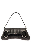 Gucci Women 'Medium Gucci Horsebit' Black Shoulder Bag With Maxi Horsebit In Leather Woman