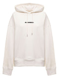 Jil Sander Women Jil Sander Woman's White Cotton Hoodie With Logo Print