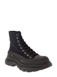 Alexander Mcqueen Women 'Tread Slick' Black High Top Sneakers With Oversized Platform In Cotton Woman