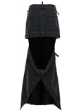 The Attico Women Midi Black Skirt With Maxi Cut-Out In Denim Woman