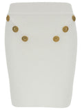 Balmain Women White Mini Pencil Skirt With Jewel Buttons In Viscose Blend Woman