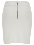Balmain Women White Mini Pencil Skirt With Jewel Buttons In Viscose Blend Woman