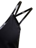 Gucci Women Mini Black Dress With Black Leather Trim And Double Strap In Stretch Viscose Woman