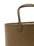 Gucci Men 'Jumbo' Beige Handbag With All-Over Logo In Leather Man