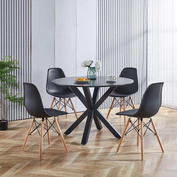 1+4,5pieces dining set, Table metal leg Mid-century Dining Table for 4-6 people With Mdf Table Top, Pedestal Dining Table, End Table Leisure Coffee Table
