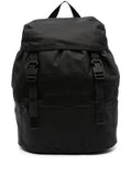 Saint Laurent Men Black Backpack With Tonal Logo Lettering Embroidery In Recycled Nylon Man