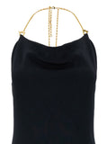 Bottega Veneta Women Midi Black Dress With Chain Strap In Double Viscose Woman