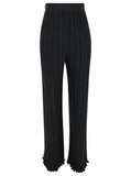 Lanvin Women Black Pleated Pants With Invisible Zip In Crêpe De Chine Woman