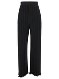 Lanvin Women Black Pleated Pants With Invisible Zip In Crêpe De Chine Woman