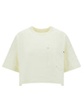 Bottega Veneta Women White Crop T-Shirt With Patch Pockets In Cotton Woman