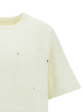 Bottega Veneta Women White Crop T-Shirt With Patch Pockets In Cotton Woman