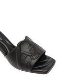 Alexander Mcqueen Women Black Slip-On Sandals With Embossed Logo In Padded Leather Woman