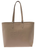 Fendi Men Beige Tote Bag With Embossed Logo In Leather Man