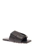 Bottega Veneta Women Black Flat Mules With Padded Intreccio Band In Leather Woman