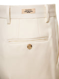 Gucci Men White Straight-Leg Pants With Gucci Cities Patch In Wool Man