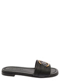 Moncler Women 'Bell' Black Slide With Heel In Leather Woman