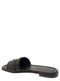 Moncler Women 'Bell' Black Slide With Heel In Leather Woman