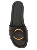 Moncler Women 'Bell' Black Slide With Heel In Leather Woman
