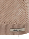 Fendi Men Beige Open Knit Work Sweater In Wool Man