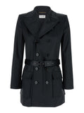 Saint Laurent Women Black Double-Breasted Jacket In Cotton Woman