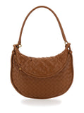 Bottega Veneta Women 'Gemelli Medium' Light Brown Hobo Shoulder Bag With Intrecciato Motif In Leather Woman