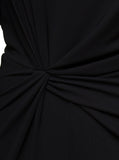 Saint Laurent Women Black One-Shoulder Jumpsuit With Side Gathering In Jersey Woman