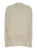 Jil Sander Women Beige Ribbed Pullover In Cashmere Woman