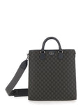 Gucci Men 'Ophidia Gg Media' Black And Grey Tote Bag In Gg Supreme Canvas Man