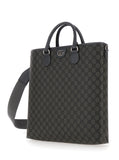 Gucci Men 'Ophidia Gg Media' Black And Grey Tote Bag In Gg Supreme Canvas Man