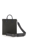 Gucci Men 'Ophidia Gg Media' Black And Grey Tote Bag In Gg Supreme Canvas Man