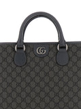 Gucci Men 'Ophidia Gg Media' Black And Grey Tote Bag In Gg Supreme Canvas Man