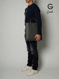 Gucci Men 'Ophidia Gg Media' Black And Grey Tote Bag In Gg Supreme Canvas Man