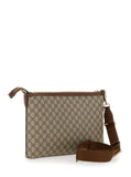 Gucci Men Beige And Ebony Pouch With Gg Patch In Gg Supreme Canvas Man