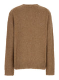 Jil Sander Women Oversized Beige Sweater With Ribbed Trim In Wool Woman