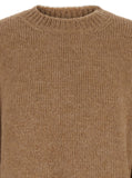 Jil Sander Women Oversized Beige Sweater With Ribbed Trim In Wool Woman