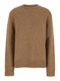 Jil Sander Women Oversized Beige Sweater With Ribbed Trim In Wool Woman
