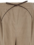 Max Mara Women 'Lerici' Beige Palazzo Pants With Drawstring In Corduroy Woman