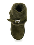 Burberry Women 'Snug' Green Ankle Boots With Strap In Suede And Shearling Woman