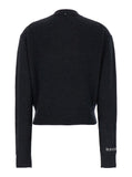 Sportmax Women 'Agadir' Black Crewneck Sweater With Logo Lettering On The Sleeve In Wool And Cashmere Woman