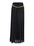 Balenciaga Women Black Long Pleaded Skirt With Belt In Tech Fabric Woman