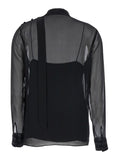 Gucci Women Black Blouse With High Pussy Bow Neck In Silk Georgette Woman