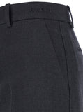 Gucci Women Grey Pants With Logo Lettering Detail On The Waist In Wool Woman