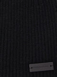 Saint Laurent Men Black Beanie With Logo Patch In Cashmere Man