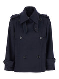 Max Mara Women 'Laveno' Blue Double Breasted Jacket With Wide Pointed Lapels In Virgin Wool Blend Woman