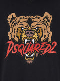 Dsquared2 Men Black Hoodie With Drawstring Hood And Maxi Logo Print On The Front In Cotton Man