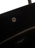 Saint Laurent Men 'Big Rive Gauche' Black Tote Bag With Contrasting Logo Print In Cotton Man