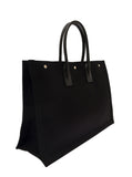 Saint Laurent Men 'Big Rive Gauche' Black Tote Bag With Contrasting Logo Print In Cotton Man