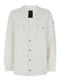 Rick Owens X Moncler Men White Down Jacket With Logo Patch On The Sleeve And Snap Buttons In Tech Fabric Man