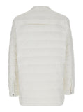 Rick Owens X Moncler Men White Down Jacket With Logo Patch On The Sleeve And Snap Buttons In Tech Fabric Man