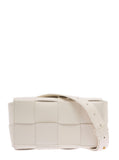 Bottega Veneta Women 'Casettte' Mini White Belt Bag With Intreccio Motif In Smooth Leather Woman